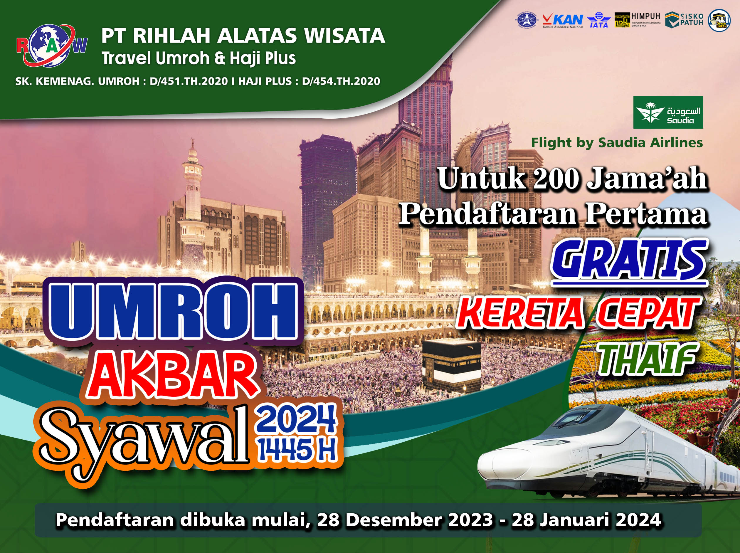 UMROH SYAWAL 2024, GRATIS Kereta Cepat & Thaif. BURUAN DAFTAR – Rihlah ...